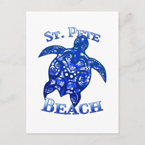 St Pete Beach Florida Vacation Tribal Turtle Postcard