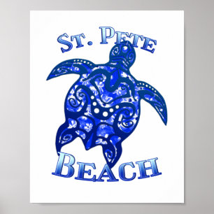 St Pete Beach Florida Vacation Tribal Turtle Poster