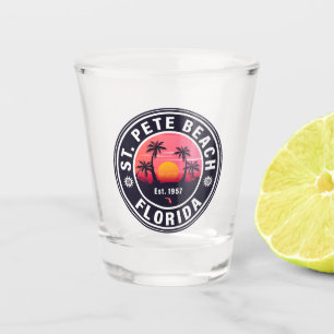 St Pete Beach Florida Vintage Athletic Style 60s Shot Glass