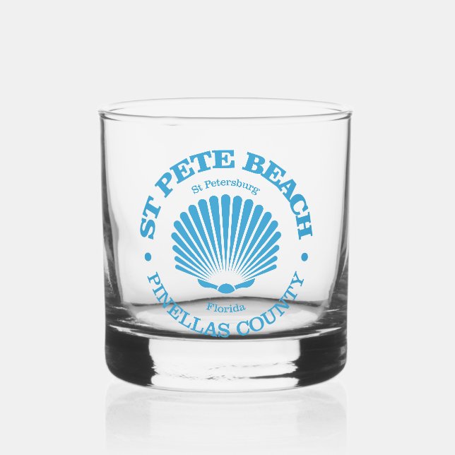 St Pete Beach (seashell) Whiskey Glass (Front)