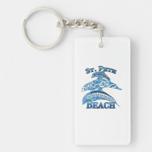 St. Pete Florida Beach Vacation Tribal Dolphins Keychain