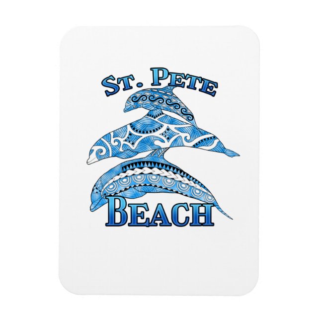 St. Pete Florida Beach Vacation Tribal Dolphins Magnet (Vertical)