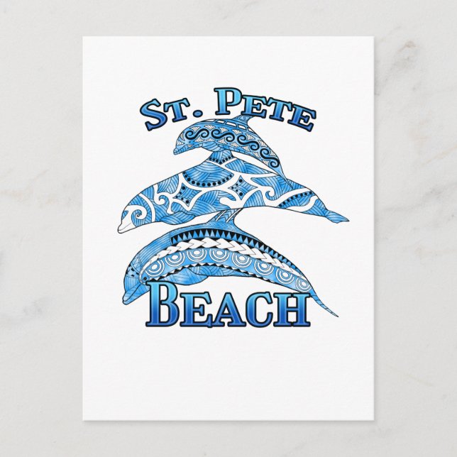 St. Pete Florida Beach Vacation Tribal Dolphins Postcard (Front)