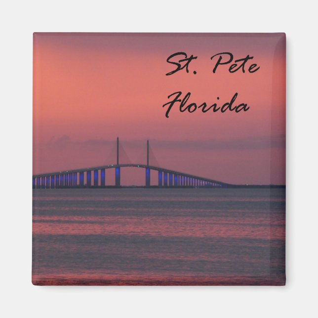 St Pete Florida Sunshine Skyway Bridge Sunset Magnet (Front)