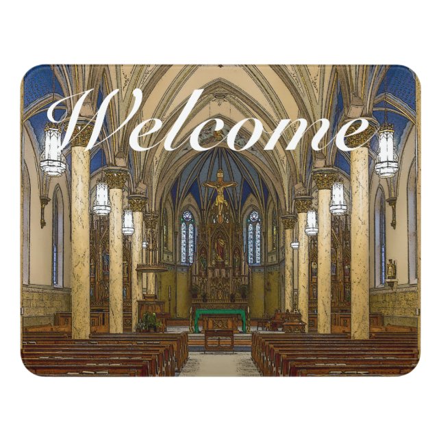 St Peter Catholic Church Painterly Welcome Door Sign (Contemporary Front)