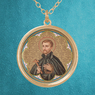 St. Peter Claver (BK 058) Gold Plated Necklace