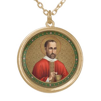 St. Peter Faber (bk 051) Round Gold Plated Necklace by Saints_Aplenty at Zazzle