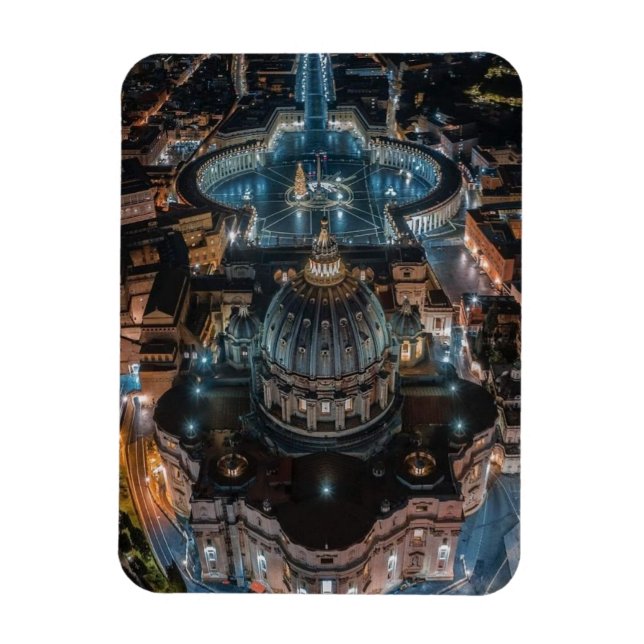 St Peter's Basilica and Square at Night Magnet (Vertical)