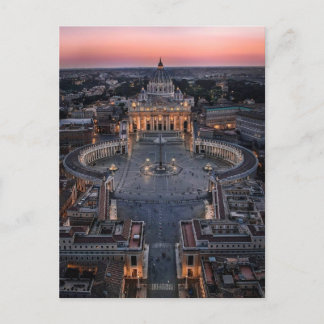 St Peter's Basilica and Square at Sunset Postcard