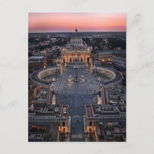 St Peter's Basilica and Square at Sunset Postcard (Front)