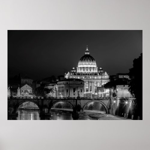 ST PETERs BASILICA at NIGHT Poster