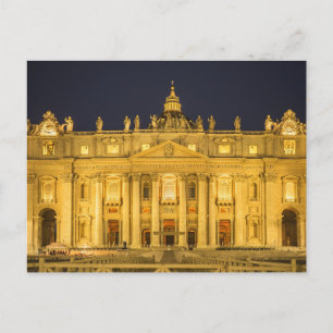 St. Peter's Basilica at Night, Vatican City, Rome Postcard
