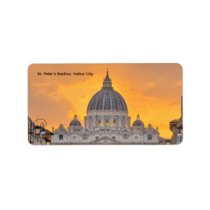 St. Peter's Basilica at Sunset, Vatican City Label