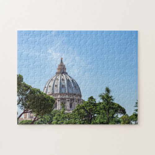 St Peters Basilica dome from Vatican Gardens Jigsaw Puzzle