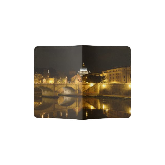 St. Peters Basilica in Vatican City at Night Passport Holder (Opened)