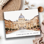 St Peters Basilica Rome Italy Watercolor Travel Postcard<br><div class="desc">If you need any further customization please feel free to email me on yellowfebstudio@gmail.com. or message via Zazzle.</div>