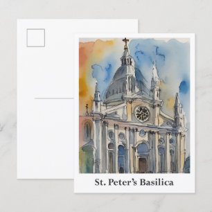 St. Peter's Basilica Vatican Watercolor Travel Postcard