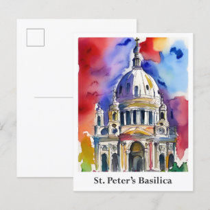 St. Peter's Basilica Vatican Watercolor Travel Postcard