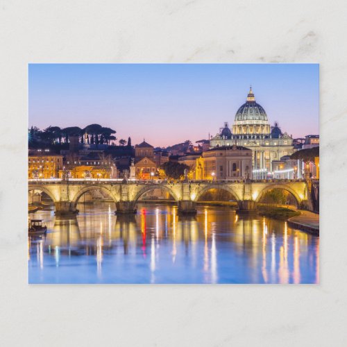 St Peters Cathedral at night Rome Italy Postcard