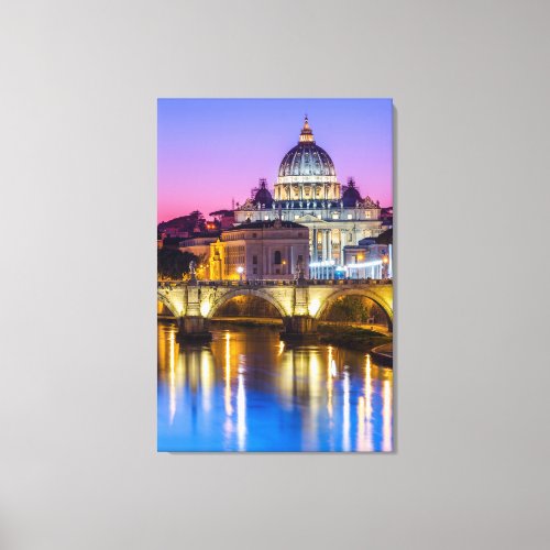 St Peters Cathedral Vatican city Rome dusk Canvas Print