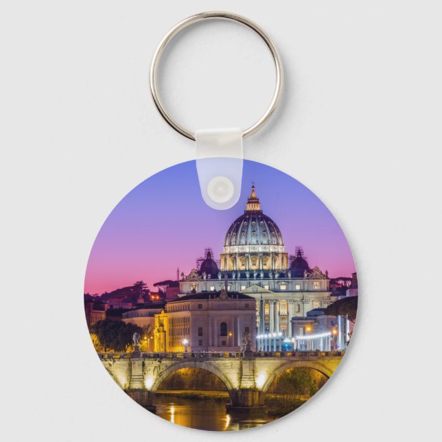 St Peter's Cathedral Vatican city Rome dusk Keychain (Front)