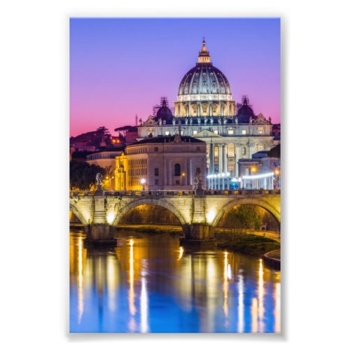 St Peters Cathedral Vatican city Rome dusk Photo Print