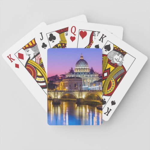 St Peters Cathedral Vatican city Rome dusk Poker Cards