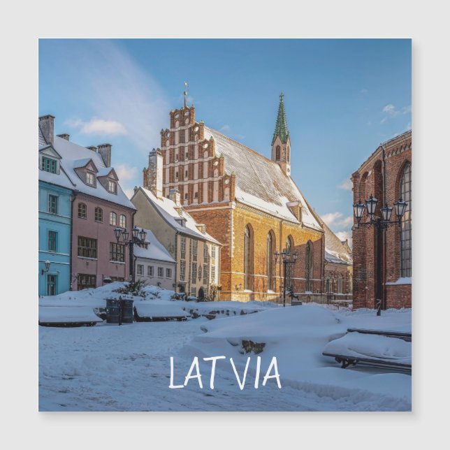 St. Peter's Church in winter in Riga, Latvia Magne (Front)