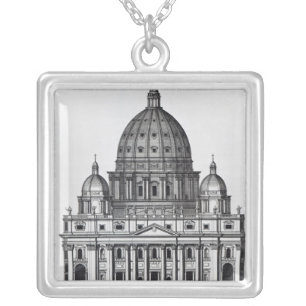 St. Peter's, Rome, engraved by C. Campbell Silver Plated Necklace