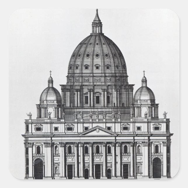 St. Peter's, Rome, engraved by C. Campbell Square Sticker (Front)