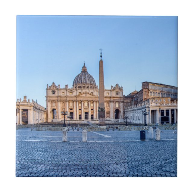 St. Peter's Square in Vatican City - Rome, Italy Ceramic Tile (Front)