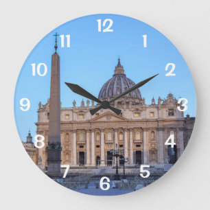 St. Peter's Square in Vatican City - Rome, Italy Large Clock