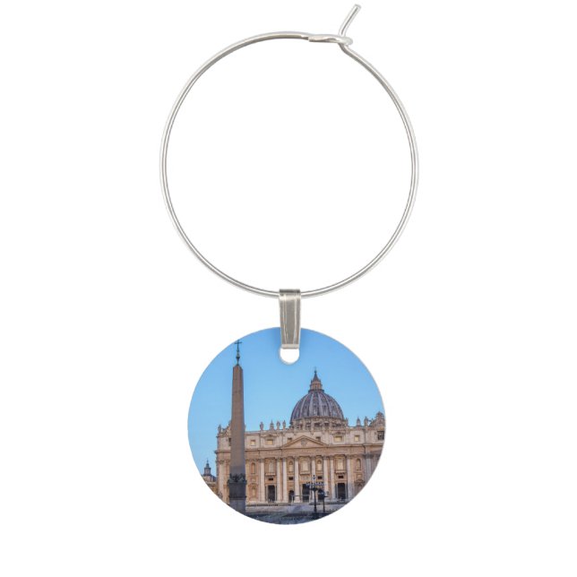 St. Peter's Square in Vatican City - Rome, Italy Wine Charm (Front)