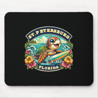 St. Petersberg Florida Cute Sea Turtle Surfing Mouse Pad