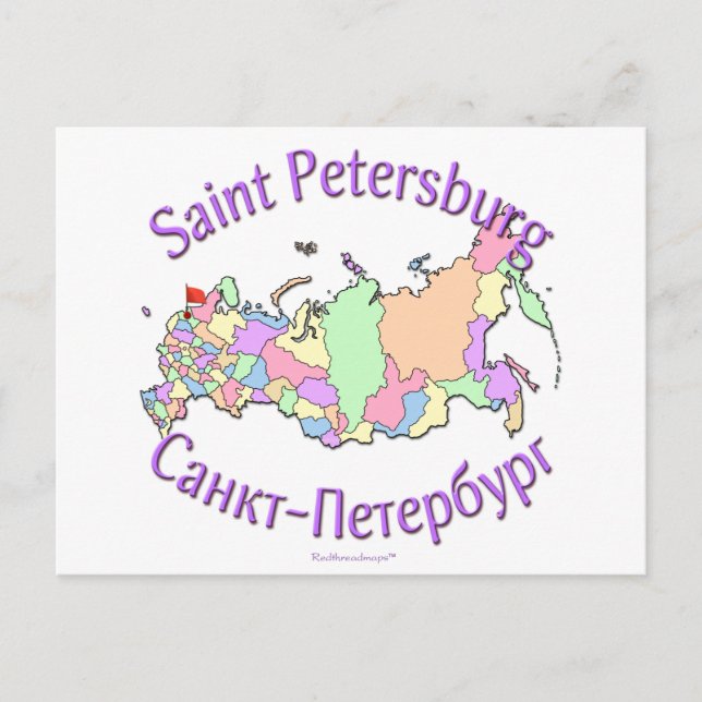 St. Petersburg City Russia Map Postcard (Front)