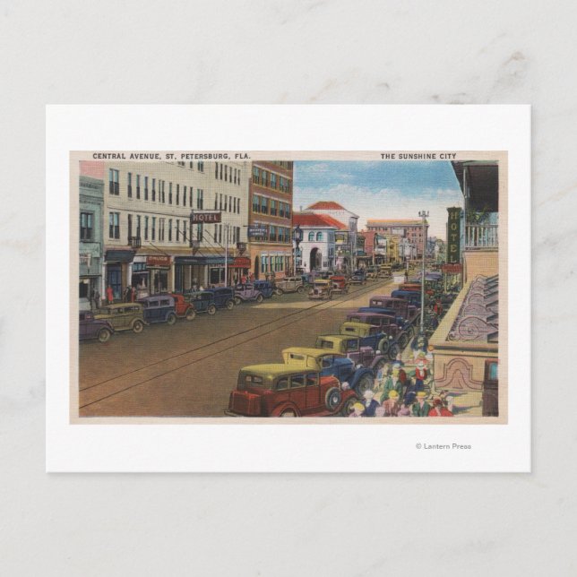 St. Petersburg, FL - View of Central Ave w/ Postcard (Front)