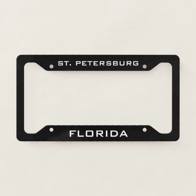 St.Petersburg Florida Black  License Plate Frame (Front)
