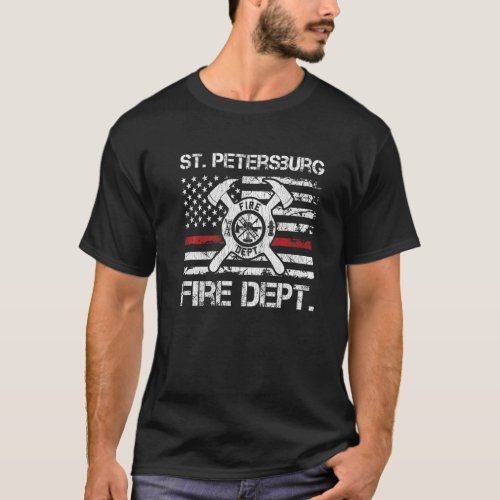St Petersburg Florida Fire Department Thin Red Lin T_Shirt