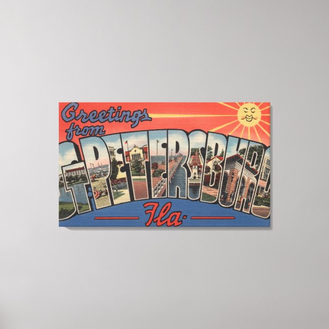 St. Petersburg, Florida - Large Letter Scenes 3 Canvas Print (Front)