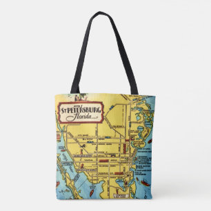 St Petersburg Florida Map Tote Bag