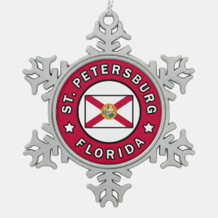 St. Petersburg Florida Snowflake Pewter Christmas Ornament
