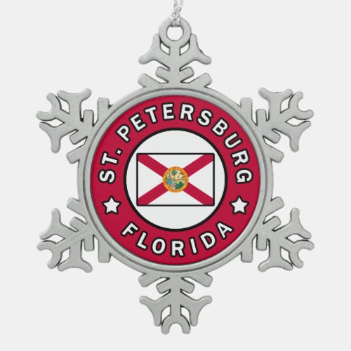 St Petersburg Florida Snowflake Pewter Christmas Ornament