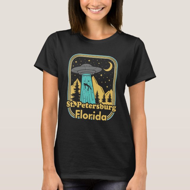 St Petersburg Florida Ufo Alien Hunter 80s State P T-Shirt (Front)