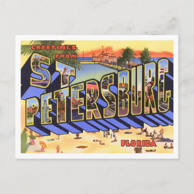 St Petersburg, Florida Vintage Big Letters  Postcard (Front)