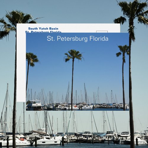 St Petersburg Florida Yatch Basin Photographic Postcard