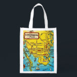 St. Petersburg Map Reusable Bag<br><div class="desc">Retro, vintage, terrific old map postcard of St. Petersburg, Florida repurposed! This bag is great to give a gift in, for groceries, books or to the beach! Reusable , strong and lasts forever. We LOVE it!</div>