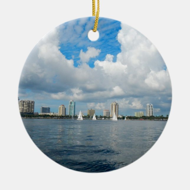 St. Petersburg Pier and Skyline Ceramic Ornament (Front)
