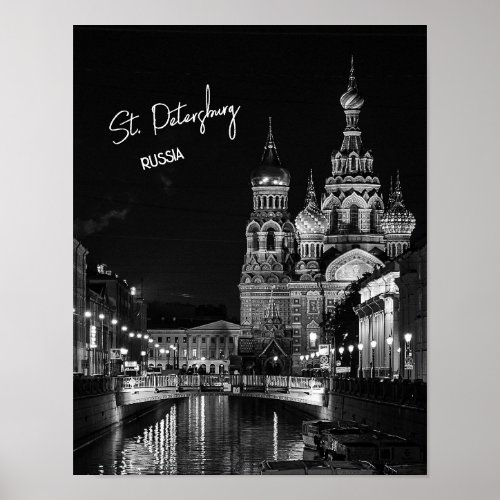 St Petersburg Russia Black and White Photography Poster