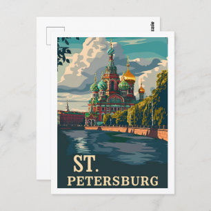 ST Petersburg Russia Vintage Famous Travel Place Postcard
