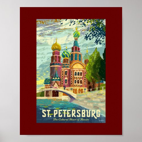 St Petersburg Russia Vintage  Poster